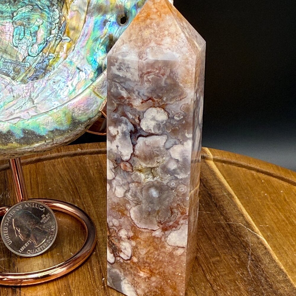 Blue Flower Agate Crystal Tower A Flash Asterism Rainbows Chalcedony 6 sided
